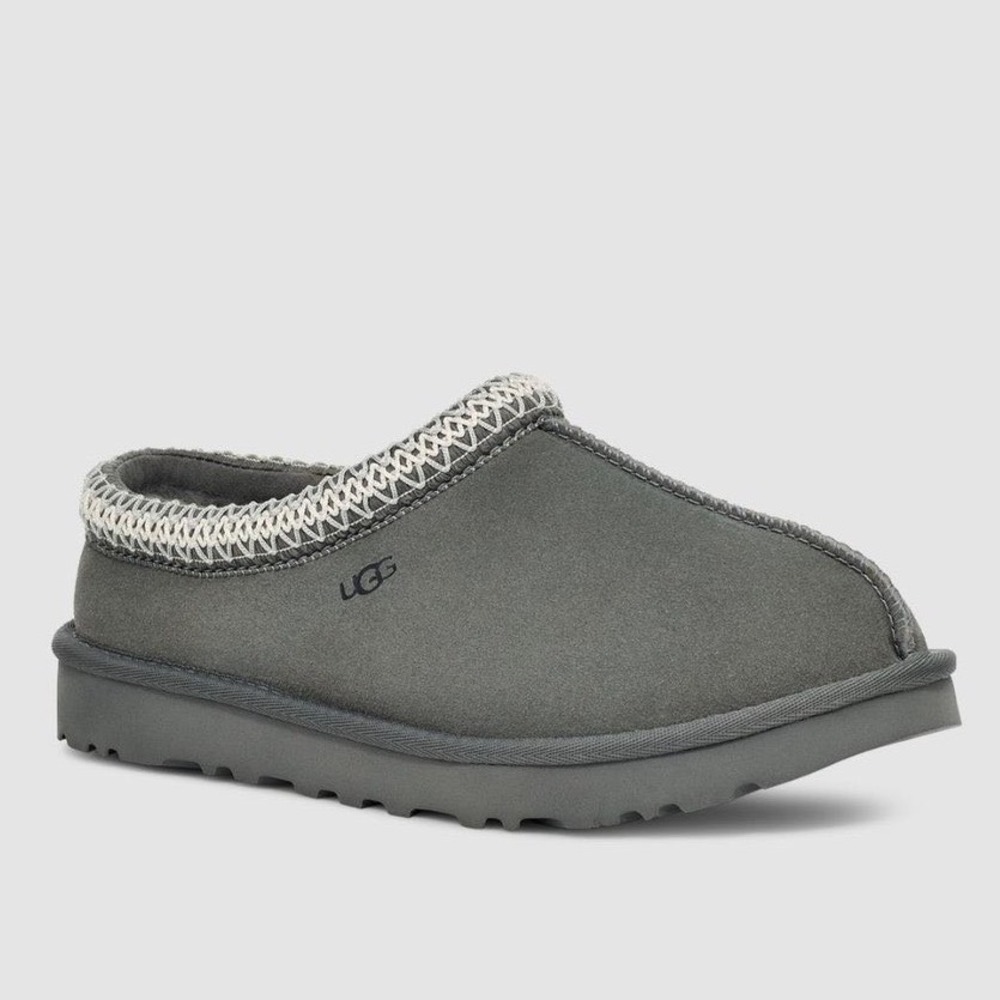 UGG Tasman Slip On Mule Slippers Sherpa Lined In Rainstorm Grey Size 8 Comfort